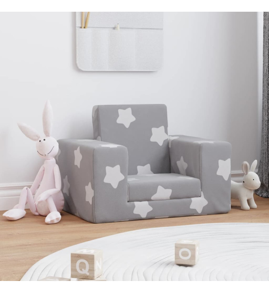 Canapé-lit pour enfants Gris clair avec étoiles Peluche douce