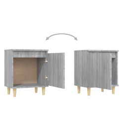 Tables de chevet pieds en bois 2 pcs Sonoma gris 40x30x50 cm