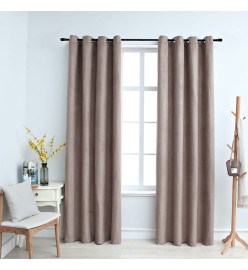 Rideaux occultants avec anneaux en métal 2 pcs Taupe 140x245 cm