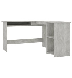 Bureau d'angle en forme de L Gris Béton 120x140x75 cm Aggloméré