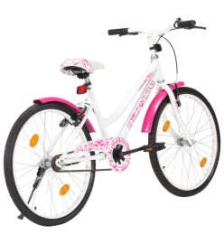 Vélo pour enfants 24 pouces Rose et blanc