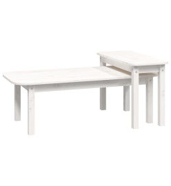 Ensemble de tables basses 2 pcs Blanc Bois massif de pin