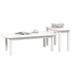 Ensemble de tables basses 2 pcs Blanc Bois massif de pin