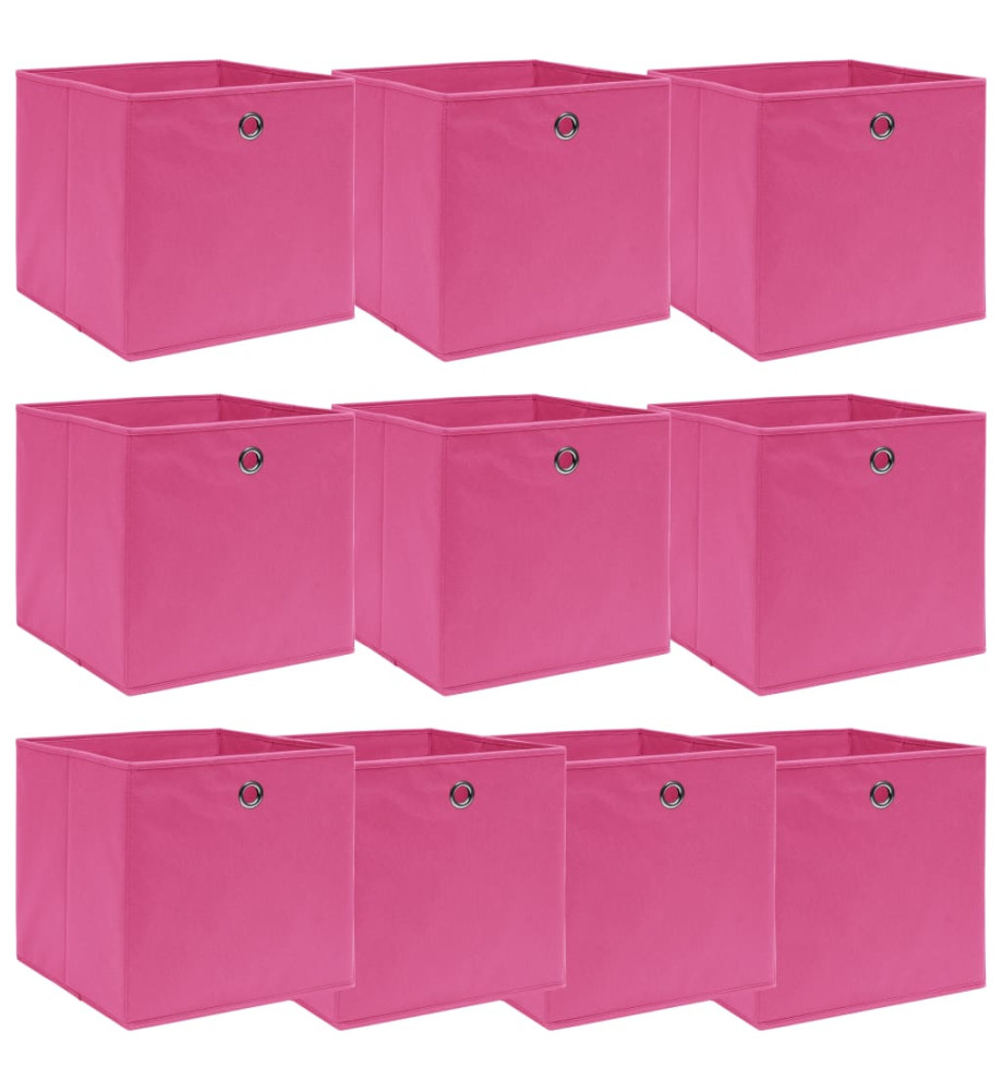 Boîtes de rangement 10 pcs Rose 32x32x32 cm Tissu