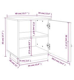 Table de chevet Gris 40x34x45 cm Bois de pin solide