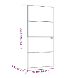 Porte d'intérieur Noir 93x201,5 cm Trempé verre aluminium fin