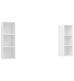 Meubles TV muraux 2 pcs Blanc Aggloméré