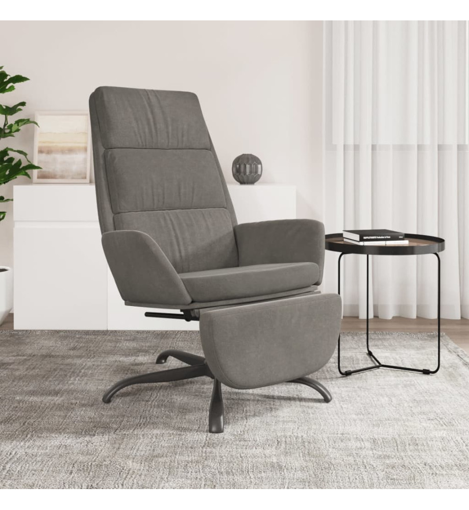 Chaise de relaxation avec repose-pied Gris clair Velours