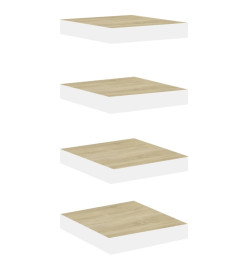 Étagères murales 4 pcs Chêne et blanc 23x23,5x3,8 cm MDF