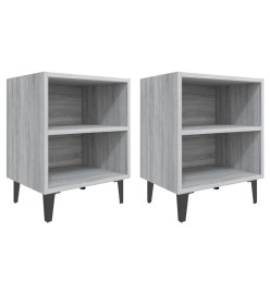 Tables de chevet pieds en métal 2 pcs Sonoma gris 40x30x50 cm