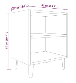 Tables de chevet pieds en métal 2 pcs Sonoma gris 40x30x50 cm