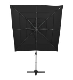 Parasol à 4 niveaux avec mât en aluminium Noir 250x250 cm