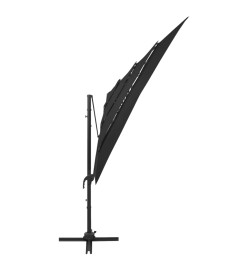 Parasol à 4 niveaux avec mât en aluminium Noir 250x250 cm