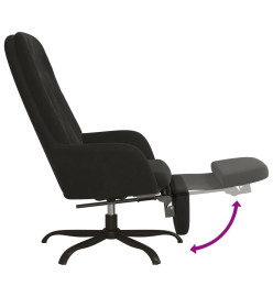 Chaise de relaxation avec repose-pied Noir Velours