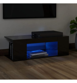 Meuble TV avec lumières LED noir brillant 90x39x30 cm