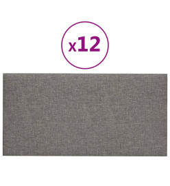 Panneaux muraux 12 pcs Gris clair 60x30 cm Tissu 2,16 m²