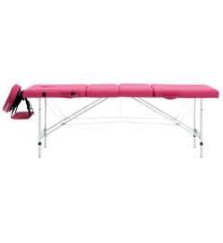 Table de massage pliable 4 zones Aluminium Rose