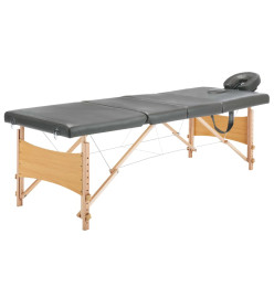 Table de massage avec 4 zones Cadre en bois Anthracite 186x68cm