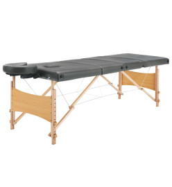 Table de massage avec 4 zones Cadre en bois Anthracite 186x68cm