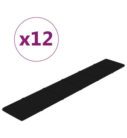 Panneaux muraux 12 pcs Noir 90x15 cm Velours 1,62 m²