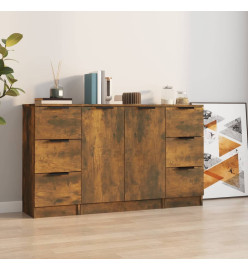 Buffets 3 pcs Chêne fumé Bois d'ingénierie