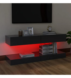 Meubles TV avec lumières LED 2 pcs gris 60x35 cm