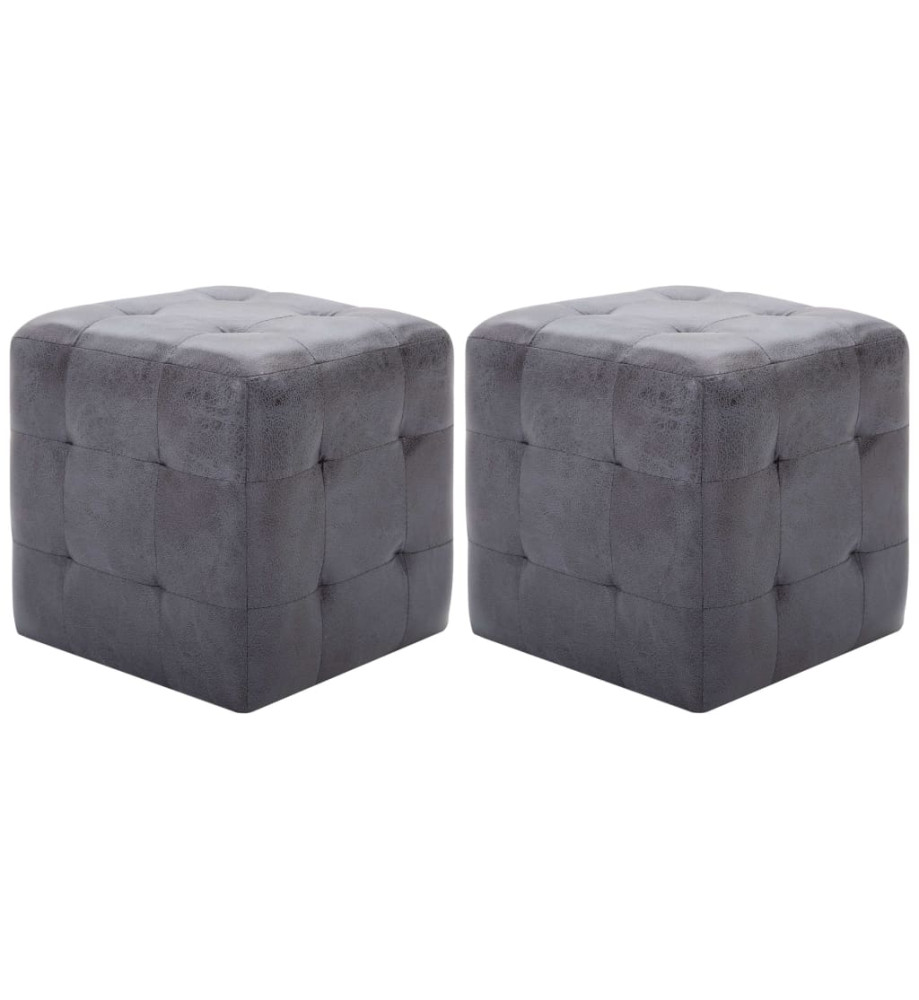 2 pcs Tables de chevet Gris 30x30x30 cm Similicuir daim