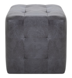 2 pcs Poufs Gris 30 x 30 x 30 cm Similicuir daim