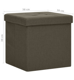 Tabouret de rangement pliable Marron foncé Faux lin