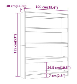 Bibliothèque/Séparateur de pièce Chêne Sonoma 100x30x135 cm