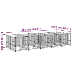 Chenil d'extérieur pour chiens Acier 9,38 m²