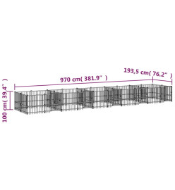 Chenil d'extérieur pour chiens Acier 18,77 m²