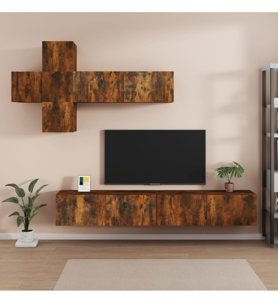 Ensemble de meubles TV 7 pcs Chêne fumé Bois d'ingénierie