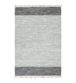 Tapis Chindi tissé à la main Cuir 120 x 170 cm Gris