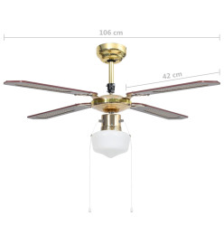 Ventilateur de plafond avec lampe 106 cm Marron