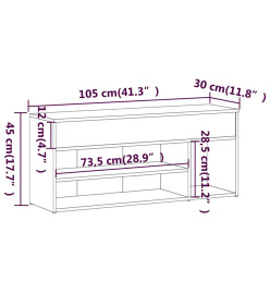 Banc à chaussures Sonoma gris 105x30x45 cm Bois d'ingénierie