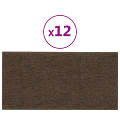 Panneaux muraux 12 pcs Marron 60x30 cm Tissu 2,16 m²