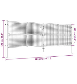 Porte de jardin Acier galvanisé 415x175 cm Argenté