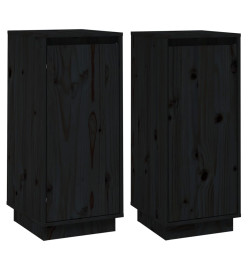 Buffets 2 pcs Noir 31,5x34x75 cm Bois massif de pin