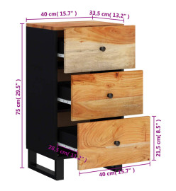 Buffet avec 3 tiroirs 40x33,5x75 cm bois massif d'acacia