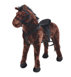 Jouet en peluche Cheval Marron foncé XXL