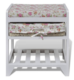 Banc de rangement avec étagère à chaussures et panier Paulownia