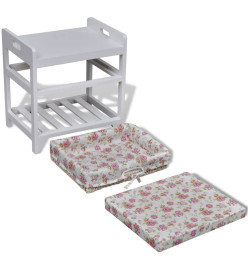 Banc de rangement avec étagère à chaussures et panier Paulownia