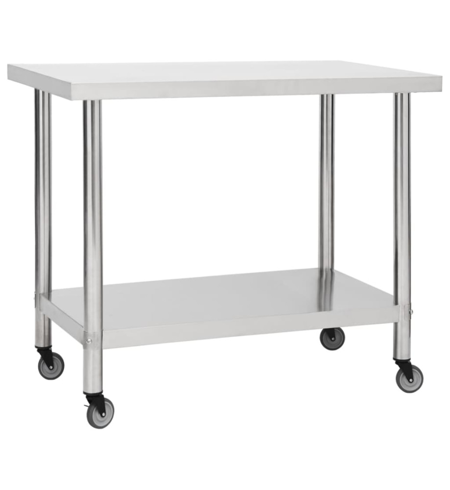 Table de travail de cuisine avec roues 80x60x85 cm Inox