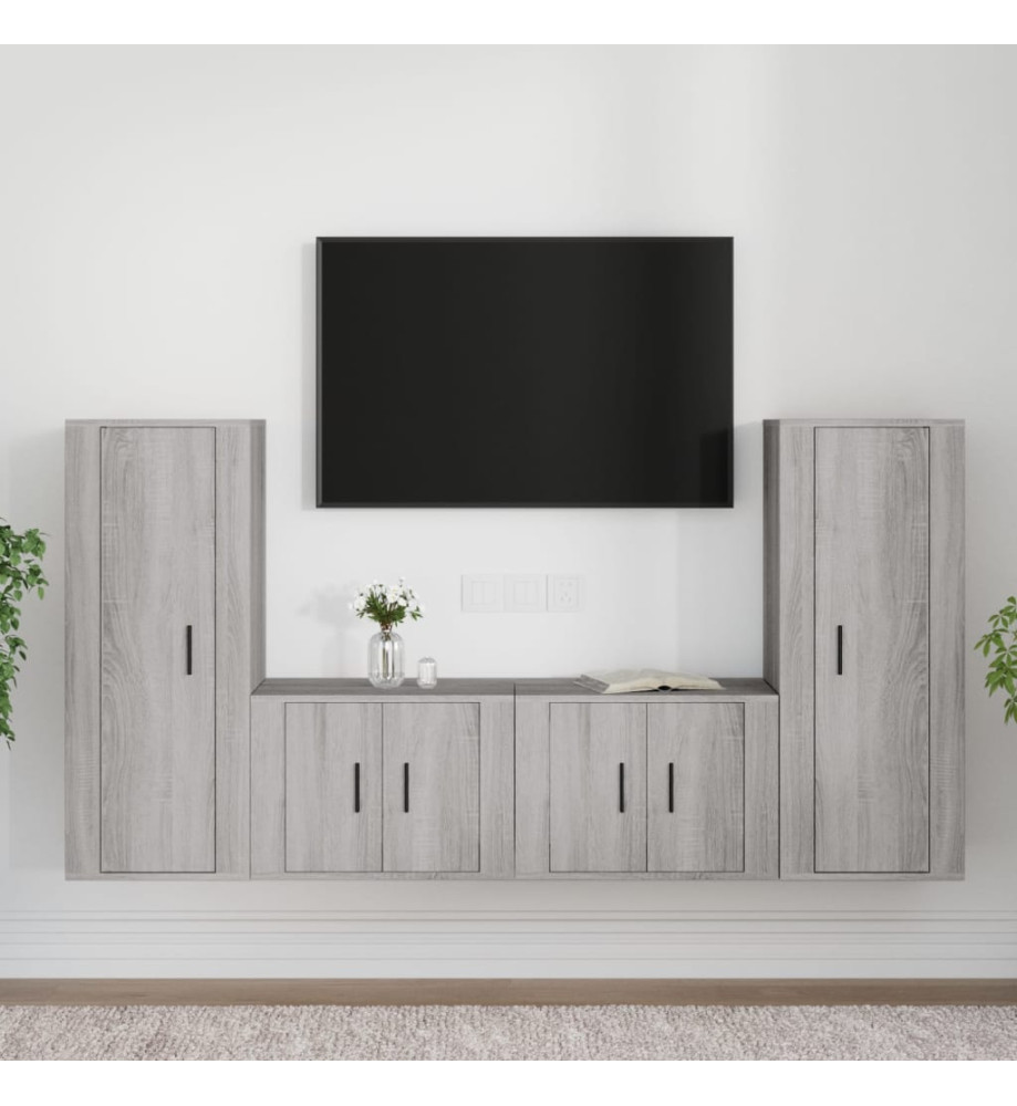 Ensemble de meubles TV 4 pcs Sonoma gris Bois d'ingénierie