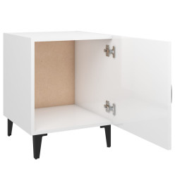 Tables de chevet 2 pcs Blanc brillant Bois d'ingénierie