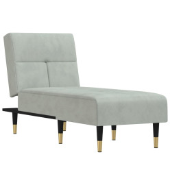 Chaise longue gris clair velours