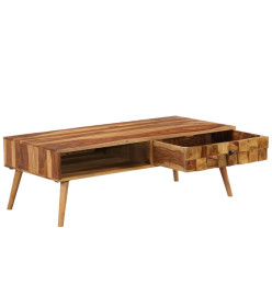 Table basse Bois Sesham massif avec finition miel 110x50x37 cm