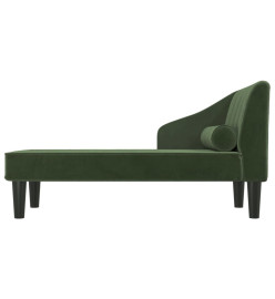 Chaise longue avec traversin vert foncé velours