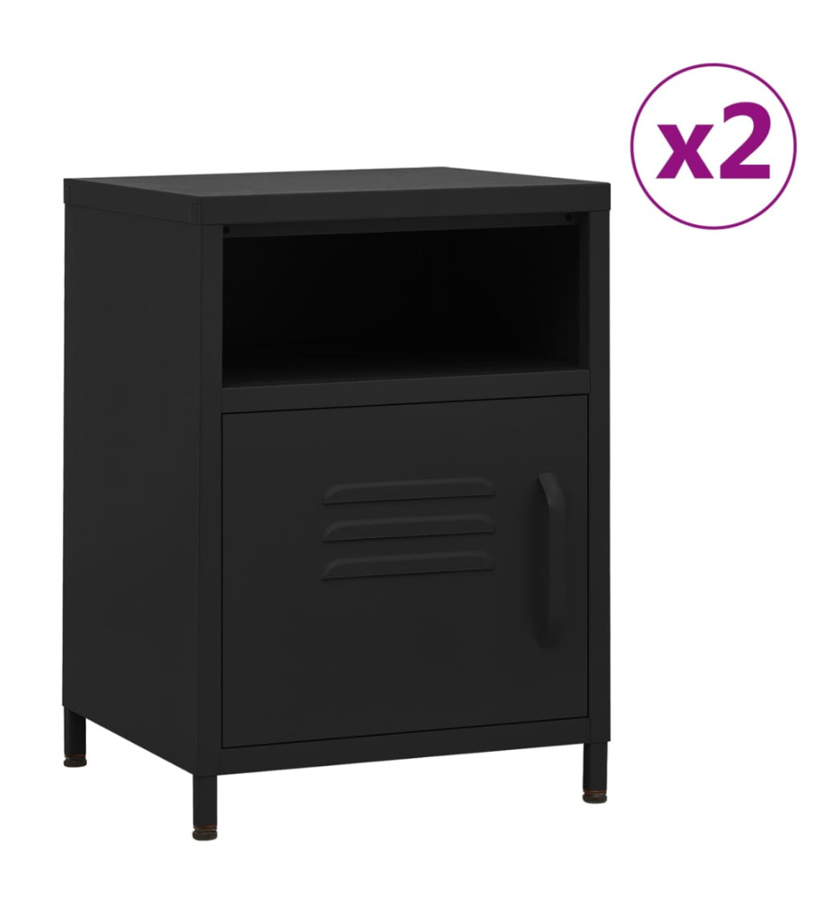 Tables de chevet 2 pcs Noir 35x35x51 cm Acier